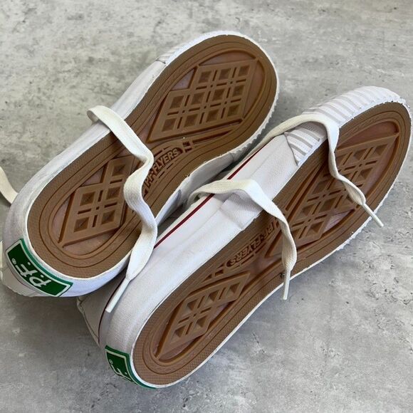 PF Flyers White Canvas Leather Mid Top Lace-Up Sneaker Shoes Unisex US-M7.5 W9 - Picture 6 of 11